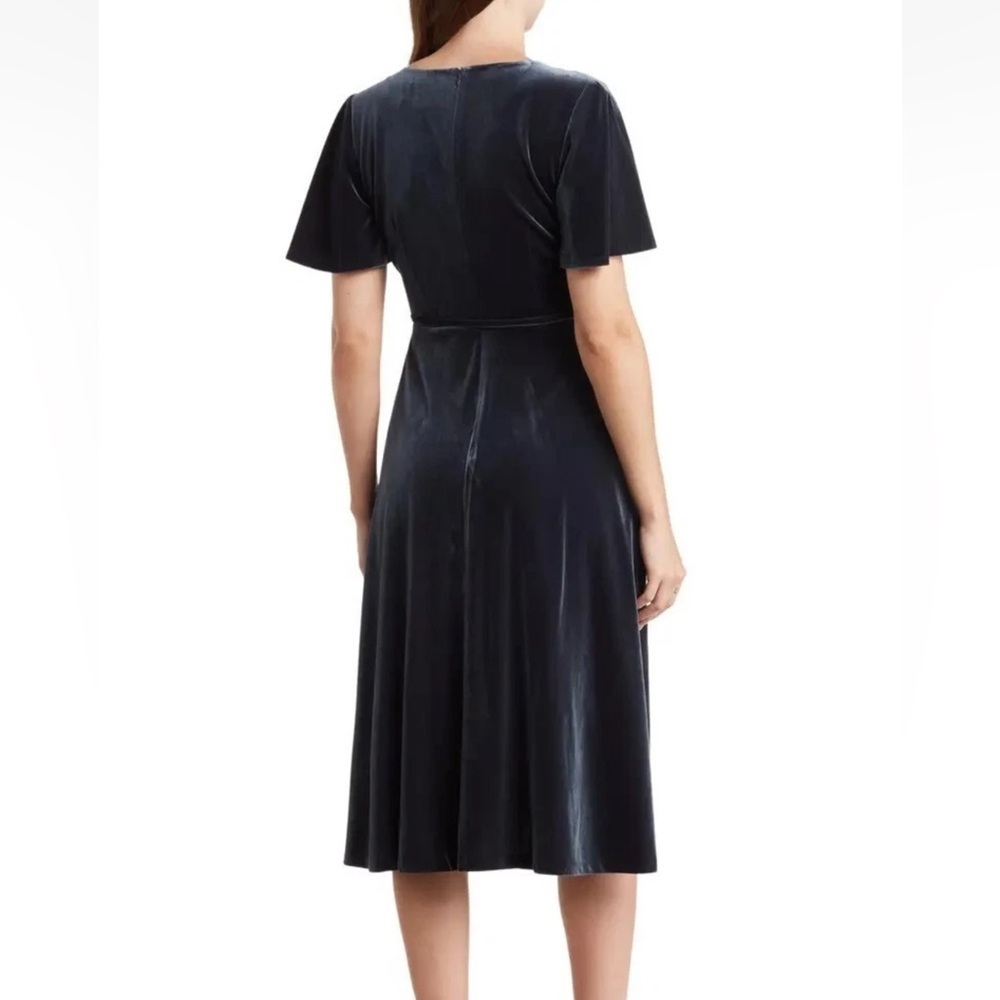 Vince Camuto Charcoal Blue Velvet Wrap Dress 16 NWT – Cocktail / Holiday Party - Picture 4 of 7